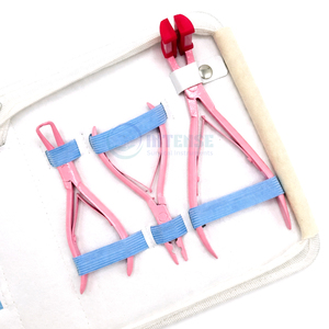 Professional Hair Extension Tools Kit Baby Pink Stainless Steel <b>Tape</b> In Press Plier & <b>Micro</b> Beads Opener Set - Product Image 2