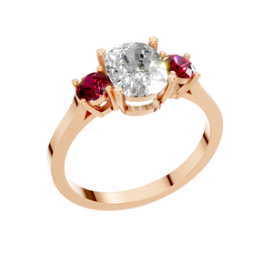 แหวนเงินแท้ 925 ประดับเพชรโมอิสซาไนต์และทับทิมทรงบริลเลียนต์ 3 เม็ด น้ำหนัก 1.5 กะรัต ขายดี เหมาะสำหรับเป็นแหวนหมั้นหรือแหวนครบรอบ - Product Image 1