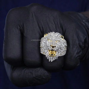 แหวนรูปหัวสิงโต |   มอยส์ซาไนต์ |   ฮิปฮอป |   เงินแท้ 925 |   ชุบทอง |   การตั้งค่าการจัดเรียง |   ค็อกเทลสำหรับผู้ชาย |   แหวนสเตทเมนท์ริงส์ - Product Image 4