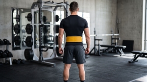 Ceinture de musculation Dumela 100 mm en cuir de vachette, boucle à ardillon, impression par transfert thermique jaune, style décontracté et durable - Product Image 4