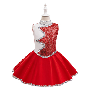 Robe d'uniforme de cheerleading personnalisée pour enfants avec paillettes, tenue de danse scintillante pour scène, vêtements de performance pour filles, robe de cheerleading OEM en gros - Product Image 1