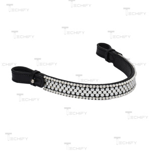 Frontal de Cheval en Cuir de Luxe avec Perles et Strass – Accessoire d'Équestre Confortable pour Bridon, Couleur et Taille Personnalisables - Product Image 3