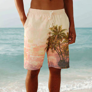 Shorts de Playa Sublimados Personalizados para Hombre, Ligeros, 100% Poliéster, Anti-UV, de Secado Rápido, con Cordón Ajustable en la Cintura - Product Image 1