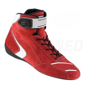 Botas de moto para carreras, caña alta, de cuero/tela Nomex, con cierre de velcro, rojas y negras, puntera cerrada, suela de goma, entresuela de EVA, impermeables, para todo tipo de clima. - Product Image 4