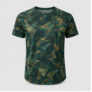 Camiseta de Manga Corta para Hombre con Estampado de Camuflaje Angular Verde Selva, Modelo MTS-CAMO-0006 - Product Image 1