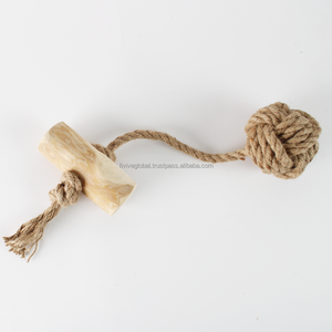 Juguete Masticable de Cáñamo y Madera de Café para Perros, Fabricado en Vietnam, Venta al por Mayor, Bola de Cuerda de Cáñamo Natural para Masticadores Fuertes, Limpieza Dental - Product Image 1