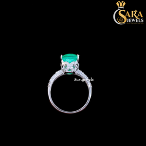 Anillo de Plata 925 con Gema Ovalada de Esmeralda de Alta Calidad para Mujer, Estilo Clásico de Compromiso, Piedra de Nacimiento de Mayo, de la India - Product Image 2