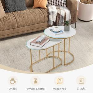 Modern Luxury Gold Frame <b>Marble</b> Top Nesting <b>Coffee</b> <b>Tables</b> <b>Set</b> Elegant Living Room Side <b>Table</b> Furniture Affordable Price - Product Image 6