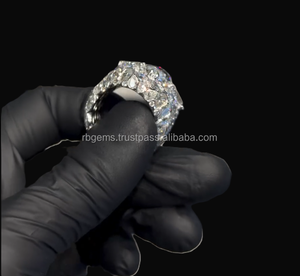 แหวนฮิปฮอปผู้ชาย RB GEMS ออกแบบเอง เพชรโมอิสซาไนต์ VVS เงินแท้ S925 แหวนเพชรโมอิสซาไนต์ VVS สำหรับงานปาร์ตี้ - Product Image 2
