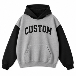 Custom Letter Print <b>Oversized</b> Hooded Sweatshirt Men's Blue Black Sleeve Casual Autumn Wear Fleece Knitted <b>Hoodie</b> - Product Image 6