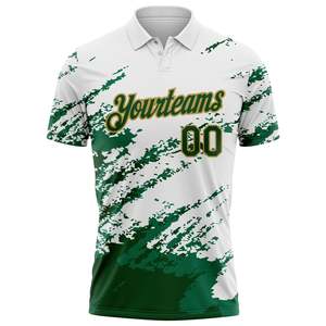 Custom Sublimated <b>Baseball</b> Polo Shirt Men's White Green Team Name 00 Moisture Wicking Short Sleeve Regular Fit All Seasons - Product Image 2