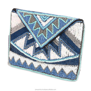 Tribal Handmade Beaded <b>Sequin</b> Clutch Bag Custom Embroidery Purse Luxury Evening Party Wedding <b>Handbag</b> Wholesale Women Girls - Product Image 4