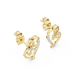 Juego de pendientes de diamantes cultivados en laboratorio UNIQUE PETAL, engastados en oro amarillo de 18 quilates, para mujer, para compromiso, boda, fiesta, regalo de San Valentín, uso diario - Product Image 2