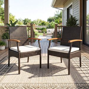 Set di 2 sedie da pranzo da giardino con morbidi cuscini con cerniera - Product Image 2