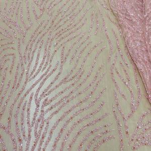 <b>Sequin</b> Beaded Lace Fabric Heavy Embroidery Tulle for <b>Red</b> Carpet Dresses Party Wear Formal Gown Luxury Mesh Material - Product Image 1