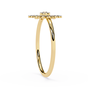 Bague de cocktail en or massif 10K 14K avec diamant rond de laboratoire de haute qualité, motif floral soleil éclatant, bague de déclaration de mariage - Product Image 5