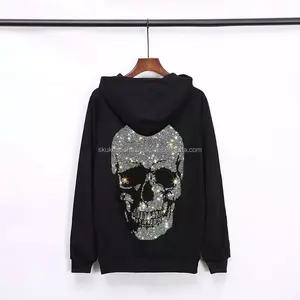 Sweat à capuche personnalisé avec impression en strass pour hommes gros sweats à capuche avec logo en strass pour hommes - Product Image 2