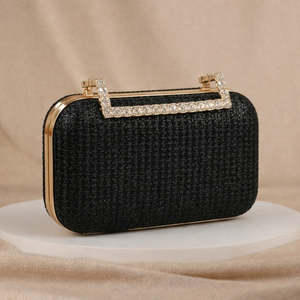 Bolso de Mano Elegante de Tela Negra Brillante para Mujer, Ideal para Fiestas, Bodas y Eventos Festivos - Product Image 2