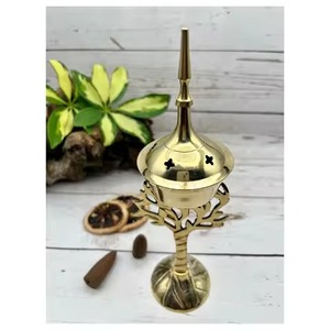 <b>For</b> Church Decorative Use New Brass Incense <b>Burner</b> With Cross Base Hand-Made Religious Aromatic Diffuser All-Season Use - Product Image 4