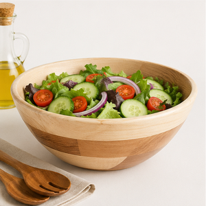 Handcrafted Natural Wood Salad Serving <b>Bowl</b> <b>Large</b> Eco-Friendly Fruit <b>Bowl</b> for Modern Kitchen Tableware and Home Decor - Product Image 2