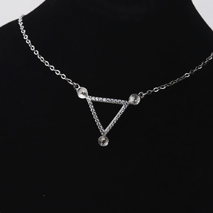 Accessoires DIY en argent S925, perles multiples de 5,5 à 6 mm, ensemble de pendentifs triangulaires vides à 3 perles avec chaîne 373, collier tendance - Product Image 4