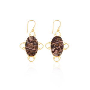 Classic Malinga Jasper <b>Yellow</b> Gold Plated Brass Drop Earrings Trendy Style Brass Earring Weddings Parties Fashionable Gift Women - Product Image 1