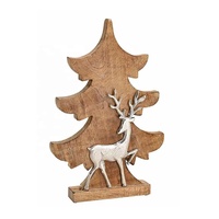 Ornement de cerf fait à la main Sculpture en bois de manguier métal vitrine de Noël affichage forme d'ange vente en gros ornement de Noël de table