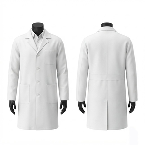 Premium Quality 200 GSM Woven Poly Cotton White Scrub Set Unisex <b>Long</b> Sleeve 3 Pocket Design Needle Detection Custom Hospital - Product Image 1