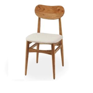 Chaise de salle à manger en bois avec siège rembourré en tissu et pieds en bois massif pour la maison, chaise de salle à manger confortable - Product Image 1