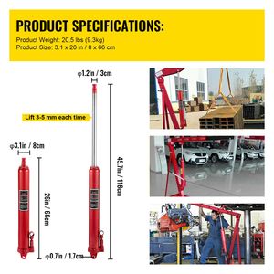 Martinetto Idraulico a Cilindro Lungo da 3 Tonnellate/6600 Libbre con Pompa a Pistone Singolo, Base a Forcella e Maniglia per Sollevamento Manuale, per Riparazioni Auto - Product Image 2