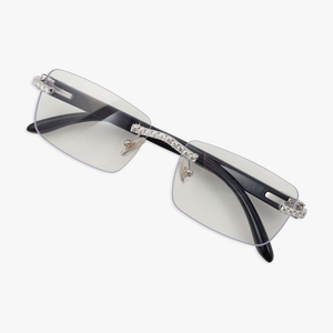 Gafas de Sol Polarizadas Rectangulares Unisex de Alta Calidad TIARAS JEWELS, Sin Montura, Plateadas, con Diamantes Moissanite, Lentes Graduadas UV400 - Product Image 5
