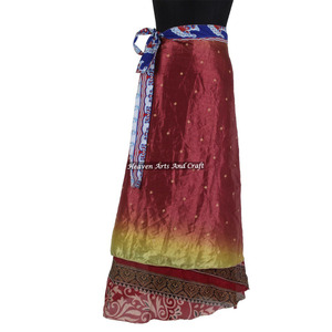 Falda de Seda para Mujer, Diseño de Moda 2026, Falda de Seda de Verano para Chicas, 2 Capas, Reversible, Estilo Sari Mágico, Larga - Product Image 1