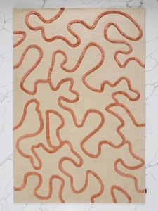 Hand Tufted Low Pile Abstract Wool <b>Rug</b> PET Friendly Non-Slip Eco-Friendly Anti-Bacteria Modern Design Neutral Beige <b>Thin</b> Latex - Product Image 5