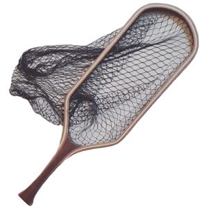 Épuisette de pêche à la mouche d'extérieur avec cadre en bois et filet en caoutchouc, outil de capture de truites à lancer à la main - Product Image 1