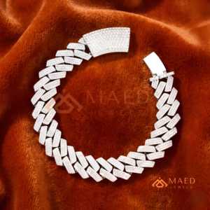 Pulsera de eslabones cubanos plateada con incrustaciones, pulsera de cadena de lujo estilo Hip Hop, pulseras de cadena fina, joyería de moda, regalo - Product Image 1