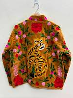Veste en velours Suzani traditionnelle pour femmes, style bohème, veste courte ethnique d'hiver, pièce de vêtement unique faite à la main