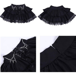 Customized Women's Mini Gothic Skirt Tie <b>Waist</b> Lace Up Double Layered Ruffles Skirt Set with <b>Chain</b> OEM ODM - Product Image 5