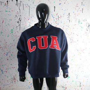 Sudadera CUA con cuello simulado, 450 GSM, nombre personalizado, bordado en aplique, corte holgado, 100% algodón, felpa francesa. - Product Image 6