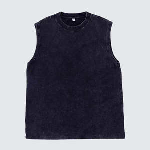 Men's Street Style Hip Hop Tank Top <b>Stone</b> Wash Sleeveless Tee Soft Cotton Polyester Custom Graphic Print Gym Wear ODM Fit - Product Image 2