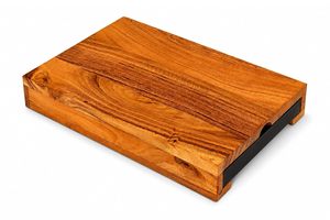 Planche à découper rectangulaire en bois avec tiroir de rangement pour la cuisine - Product Image 3