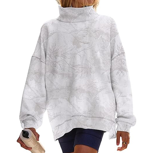 Women's Casual Polyester/Cotton Fleece Oversized Sweatshirt Mock neck Long Sleeves Pullover Winter Customized Logo Front - Product Image 1