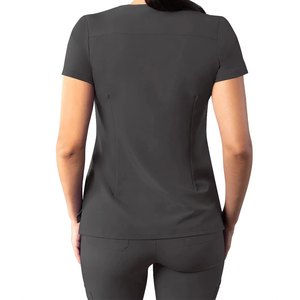 Hauts d'uniformes infirmiers vierges à col en V pour femmes, personnalisables avec logo imprimé, fabriqués en usine, meilleur design, vente en gros - Product Image 5