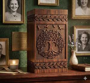 Plaque en bois gravée à la main Arbre de Vie, décoration moderne pour la maison, artisanat de table - Product Image 1