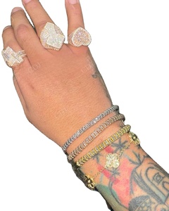 Última moda Moissanite plata Hip Hop Iced Out diamantes chapado en oro brazalete pulsera tenis clásico boda joyería al por mayor - Product Image 1