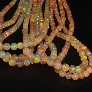 AAA éthiopien perles d'opale de feu brin 3.5-6 Mm lisse ronde Rondelle 17 pouces pour la fabrication de bijoux pierres précieuses naturelles - Product Image 1