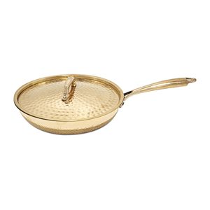 Durable Brass Metal Fry <b>Pan</b> <b>With</b> <b>Lid</b> Gold Polish For Home Kitchen Cookware Stovetop Cooking <b>Pan</b> Handmade <b>Frying</b> <b>Pans</b> - Product Image 4