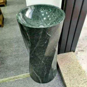 Lavabo de Pedestal de Mármol Facetado, Lavabo de Piedra Sobre Encimera con Diseño Vertical Moderno, Incluye Desagüe para Uso en Almacenes - Product Image 3