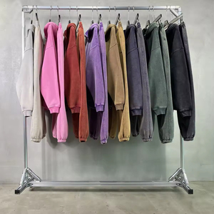 Prix d'usine – Sweat zippé court et ample pour homme, 100 % coton molletonné, 500 g/m², délavé, couleur unie, épaules tombantes, haute qualité, collection hiver - Product Image 2