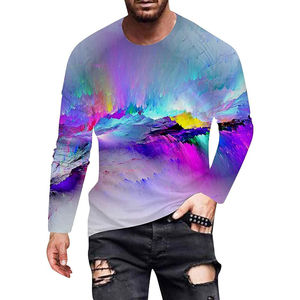 T-shirt tie-dye 100 % coton pour homme, design parfaitement unique, manches longues, coupe ample, personnalisable, populaire. - Product Image 2