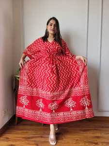 Robe Kaftan en Coton Tissé Imprimé pour Femme, Tie-Dye Ethnique Floral Bohème, Maxi, Tenue de Plage, Cache-Maillot, Vêtements en Gros - Product Image 2